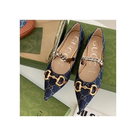 gucci denim horsebit flats|gucci ballet flats sale.